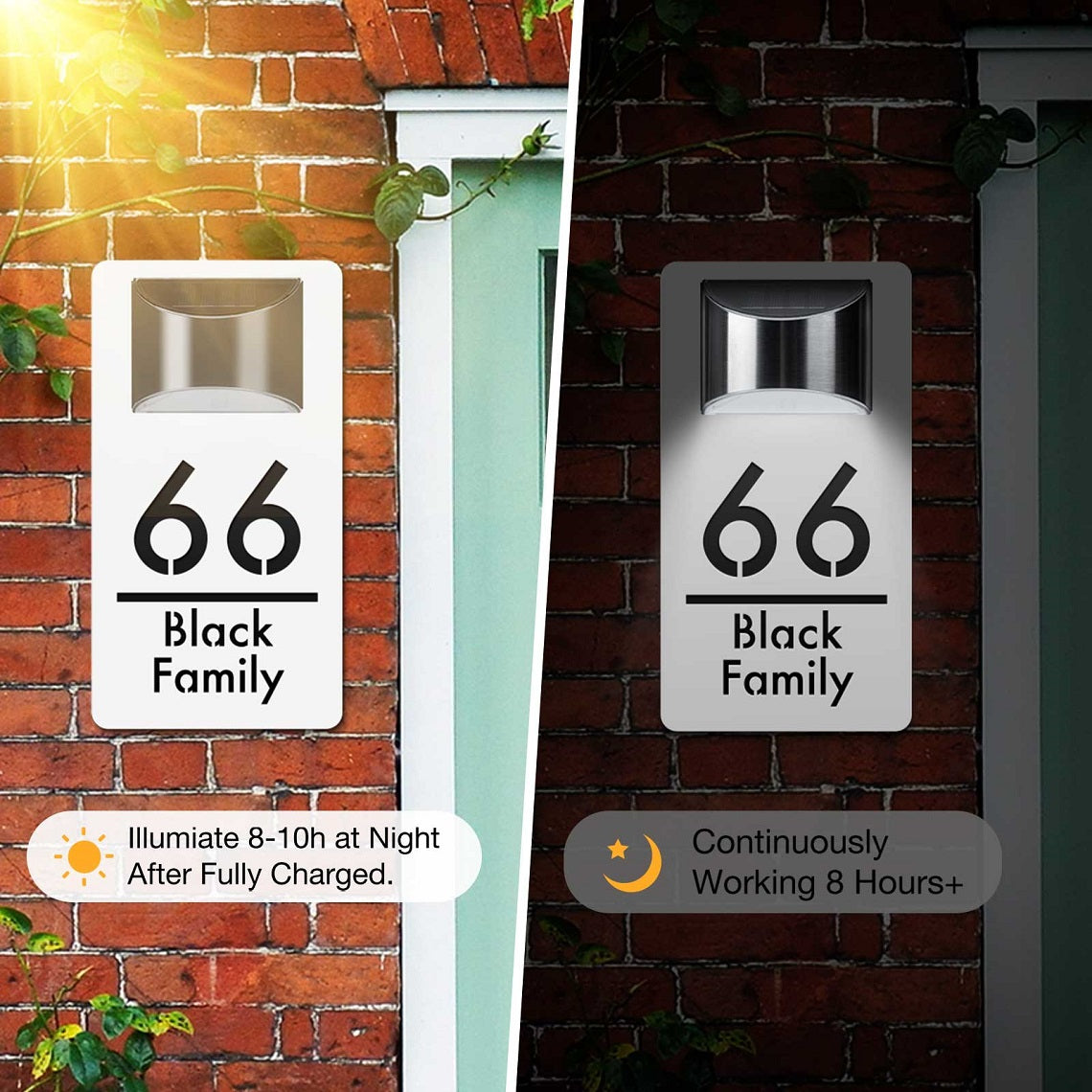 Solar powered house plaque